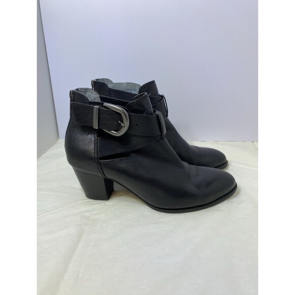 Vionic Womens Size 8 M Black Leather Zip Buckle Ankle Fashion Boots Bootie - Picture 2 of 9
